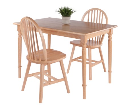 Ravenna 3-Pc Dining Table With 2 Windsor Chairs, Natural