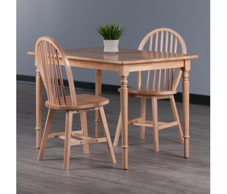Ravenna 3-Pc Dining Table With 2 Windsor Chairs, Natural