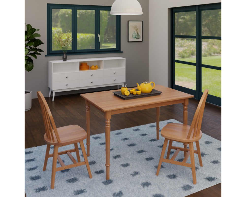 Ravenna 3-Pc Dining Table With 2 Windsor Chairs, Natural