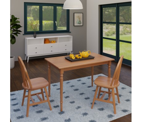 Ravenna 3-Pc Dining Table With 2 Windsor Chairs, Natural