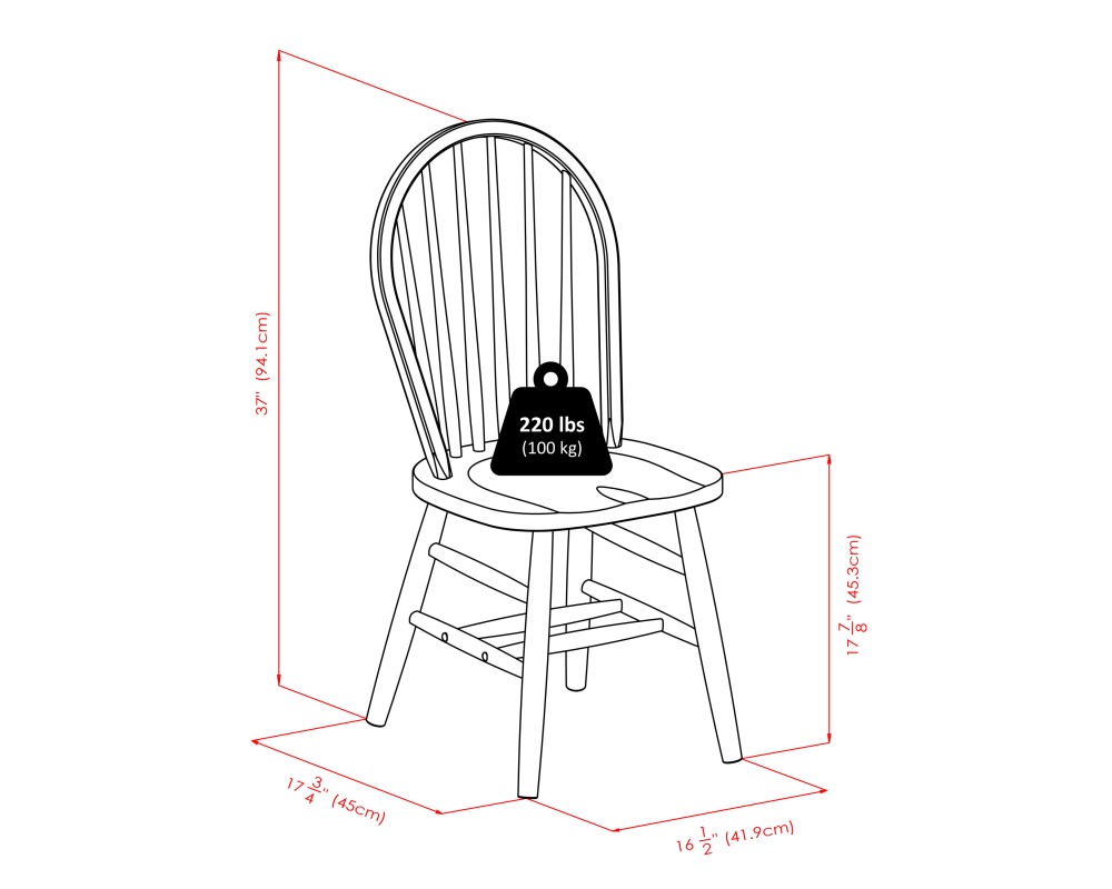 Ravenna 3-Pc Dining Table With 2 Windsor Chairs, Natural