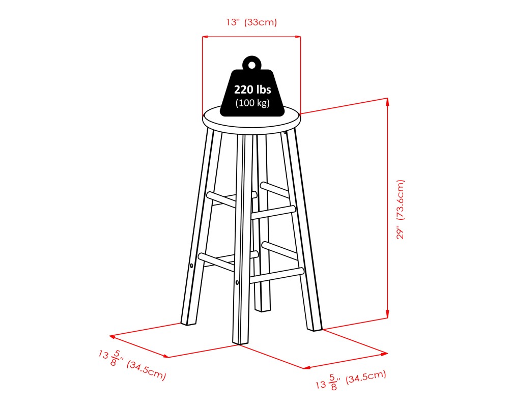 Element 2-Pc Square Leg Bar Stool Set, Natural