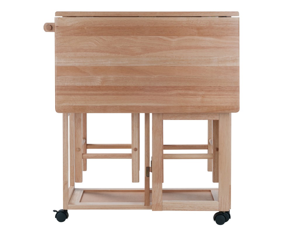 Suzanne Kitchen Space-Saver Table Set with 2 Tuck-Away Stools, 33' Tall, 29' Long, 30' Wide, Beech