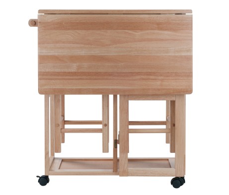 Suzanne Kitchen Space-Saver Table Set with 2 Tuck-Away Stools, 33' Tall, 29' Long, 30' Wide, Beech