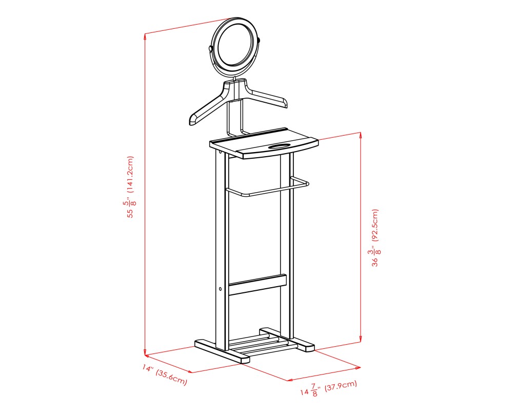 Carson Valet Stand, 56' High, Espresso
