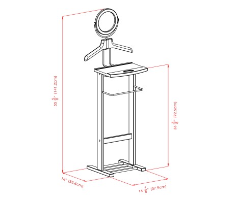 Carson Valet Stand, 56' High, Espresso