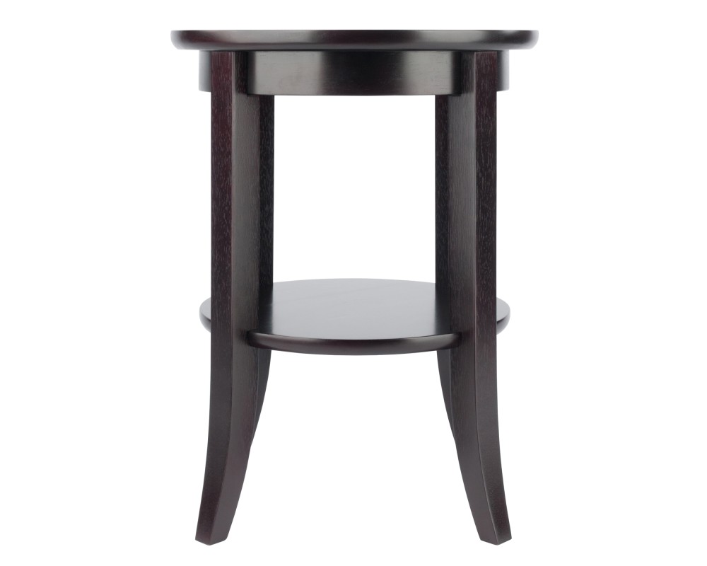 Genoa Glass-Top Round End Table, 18' Wide, 23' High, Espresso