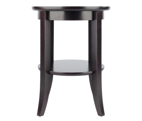 Genoa Glass-Top Round End Table, 18' Wide, 23' High, Espresso