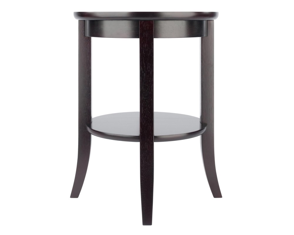 Genoa Glass-Top Round End Table, 18' Wide, 23' High, Espresso