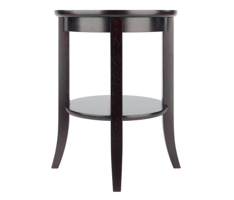 Genoa Glass-Top Round End Table, 18' Wide, 23' High, Espresso