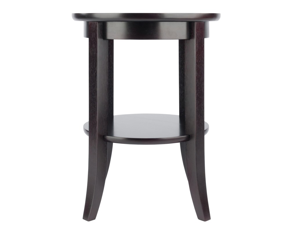 Genoa Glass-Top Round End Table, 18' Wide, 23' High, Espresso