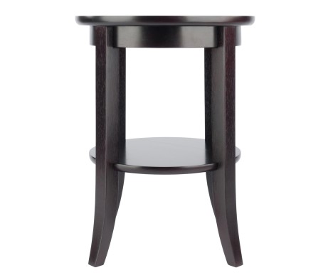 Genoa Glass-Top Round End Table, 18' Wide, 23' High, Espresso