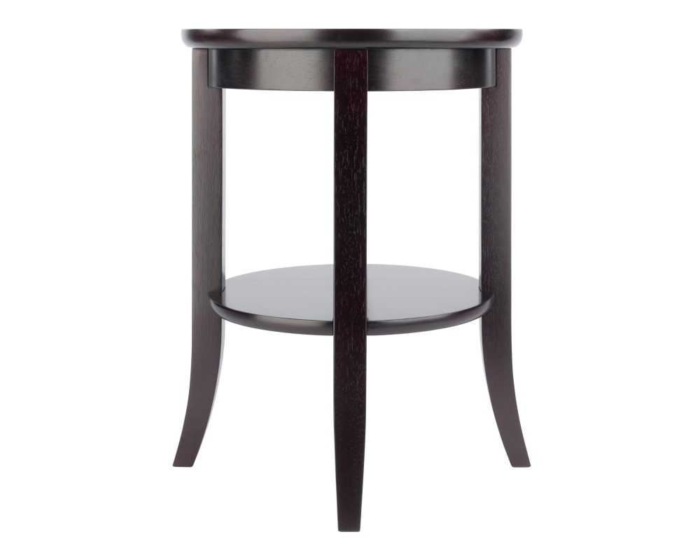 Genoa Glass-Top Round End Table, 18' Wide, 23' High, Espresso