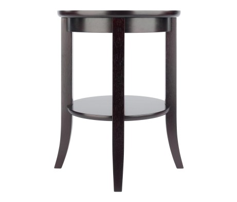 Genoa Glass-Top Round End Table, 18' Wide, 23' High, Espresso
