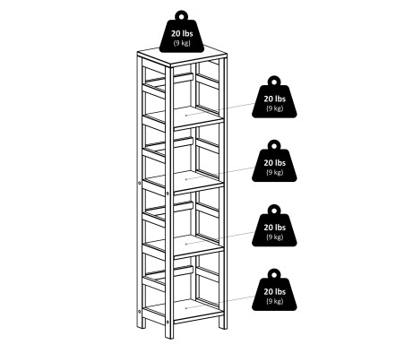 Capri 4-Section Tall Storage Shelf with 4 Foldable Fabric Baskets, 55' High, 13' Wide, Espresso and Black