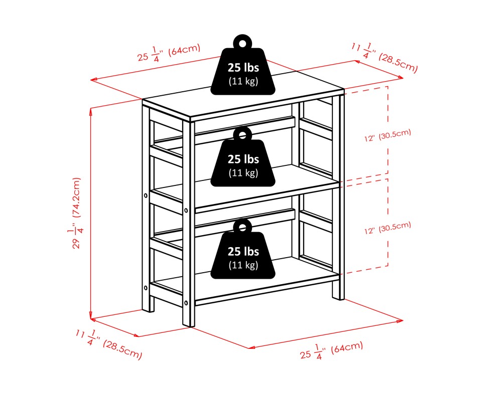Capri 2-Section Storage Shelf with 4 Foldable Fabric Baskets, 29' High, 25' Wide, Espresso and Black