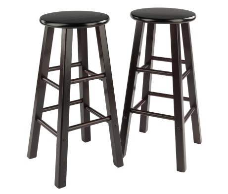 Element 2-Pc Square Leg Bar Stool Set, Espresso