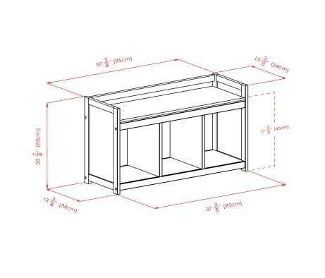 Addison Storage Bench with 3 Drawers, 3 Fabric Baskets, 38 Wide, 22 High, Espresso and Black