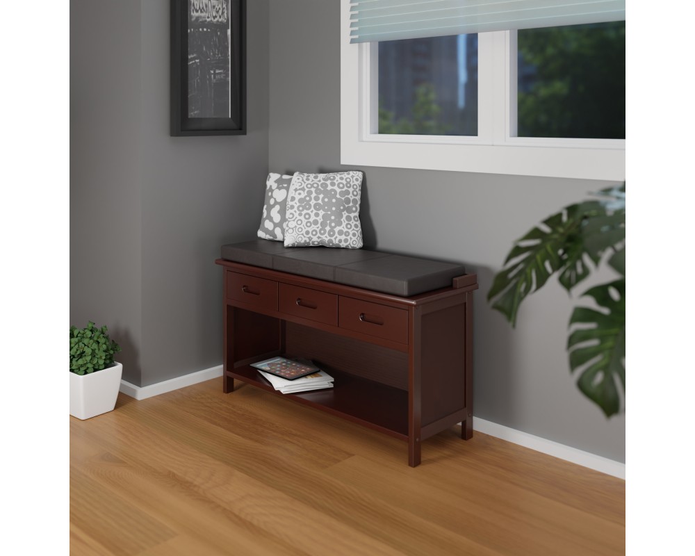 Boris Bench Seat Cushion, Faux Leather, 36 Wide, 2 High, Espresso