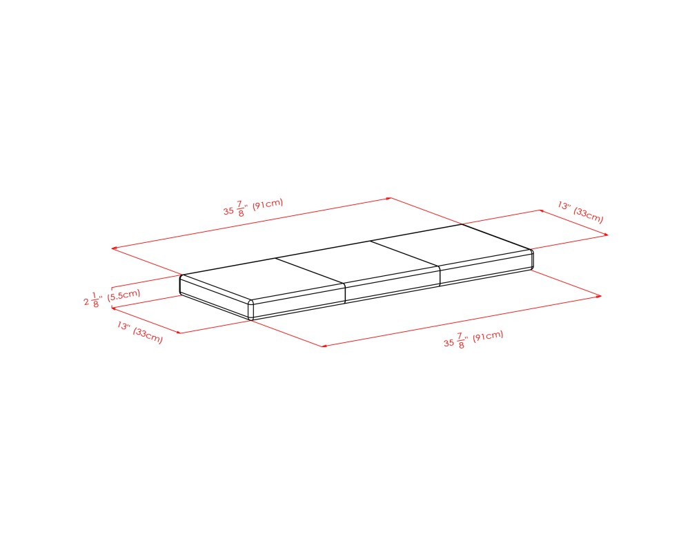 Boris Bench Seat Cushion, Faux Leather, 36 Wide, 2 High, Espresso