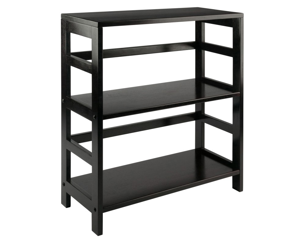 Leo 2-Tier Wide Storage Shelf, 25' Wide, 29' High, Espresso
