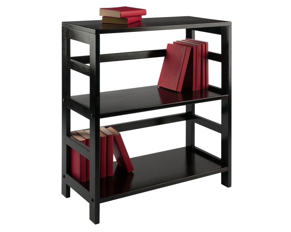 Leo 2-Tier Wide Storage Shelf, 25' Wide, 29' High, Espresso