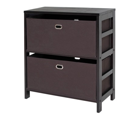Torino 3-Pc Storage Shelf with 2 Foldable Fabric Baskets, Espresso and Chocolate