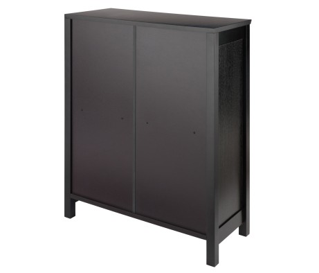 Terrace 4-Pc 2-Tier Storage Shelf with 2 Small and 1 Wide Basket Foldable Woven Fiber Baskets, Espresso and Chocolate