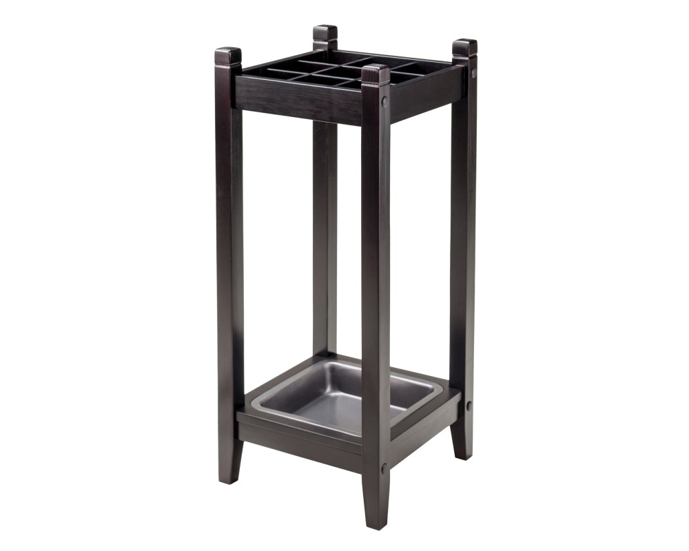 Jana Umbrella Stand with 9 Slots and Steel Drip Pan, 26' High, 11' Wide, Espresso