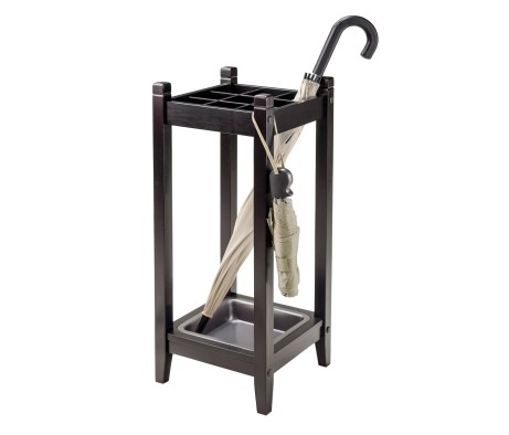 Jana Umbrella Stand with 9 Slots and Steel Drip Pan, 26' High, 11' Wide, Espresso