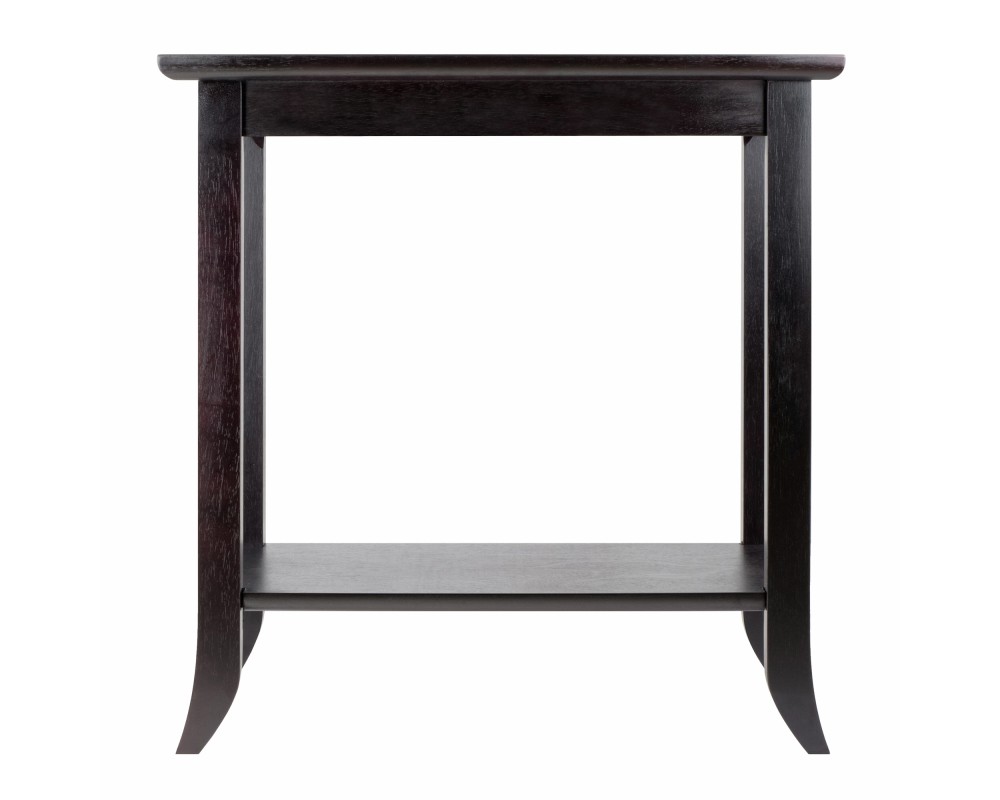 Genoa Glass-Top Rectangular End Table, 24' Wide, 25' High, Espresso