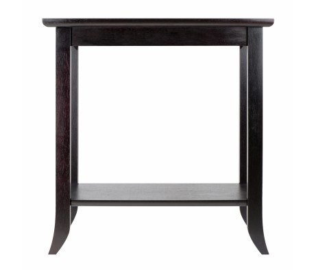 Genoa Glass-Top Rectangular End Table, 24' Wide, 25' High, Espresso