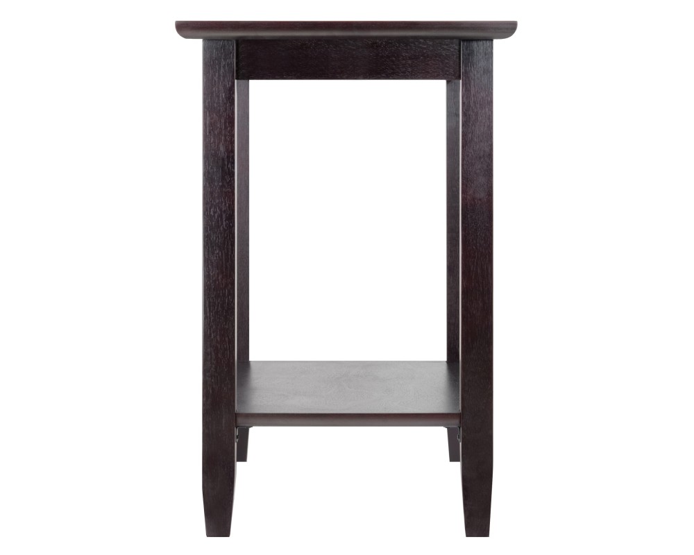 Genoa Glass-Top Rectangular End Table, 24' Wide, 25' High, Espresso