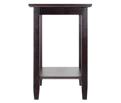 Genoa Glass-Top Rectangular End Table, 24' Wide, 25' High, Espresso