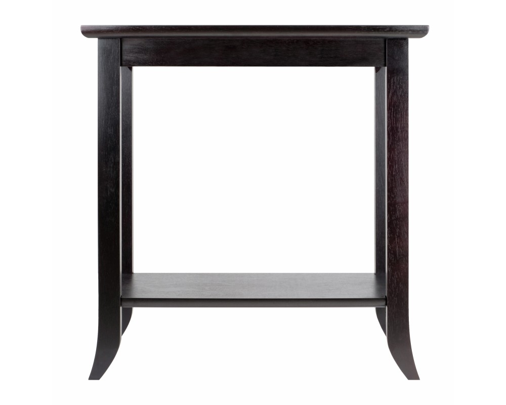 Genoa Glass-Top Rectangular End Table, 24' Wide, 25' High, Espresso