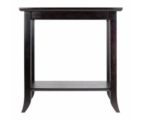 Genoa Glass-Top Rectangular End Table, 24' Wide, 25' High, Espresso