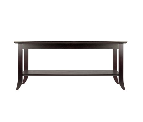 Genoa Glass-Top Rectangular Coffee Table, 40' Wide, 18' High, Espresso