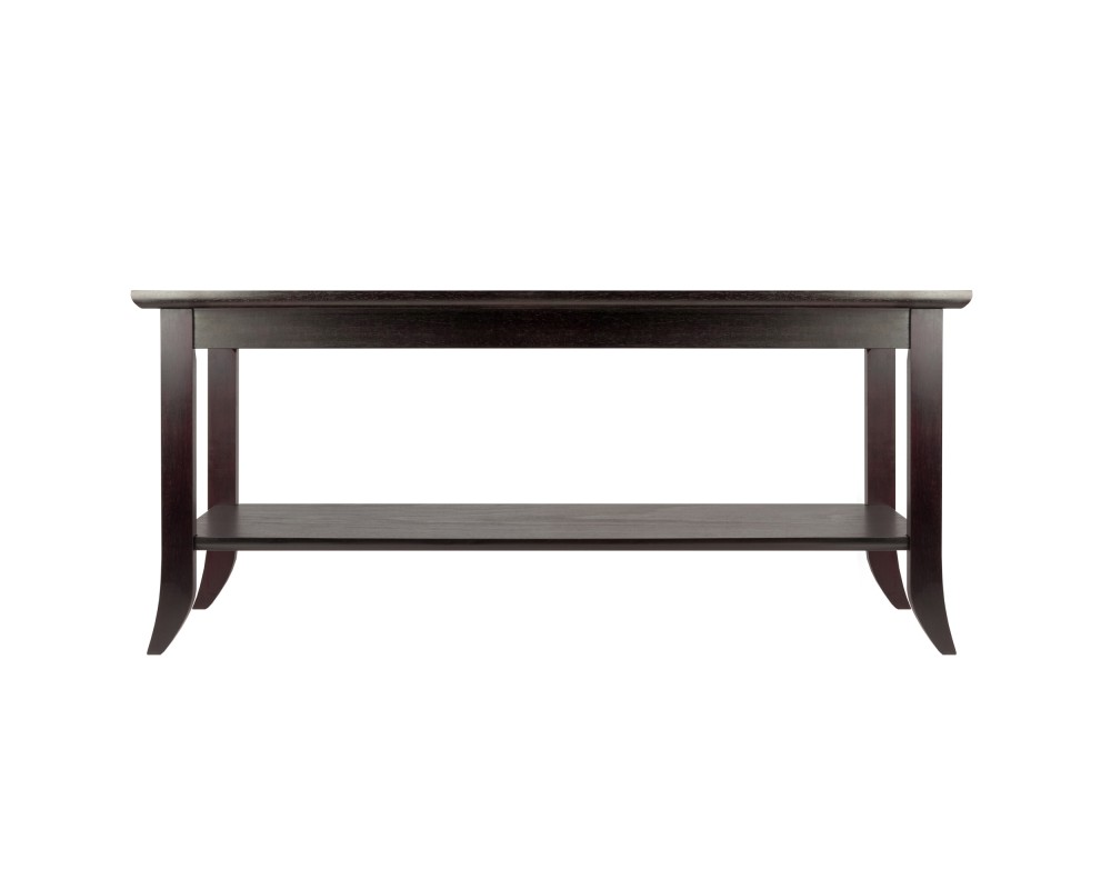 Genoa Glass-Top Rectangular Coffee Table, 40' Wide, 18' High, Espresso