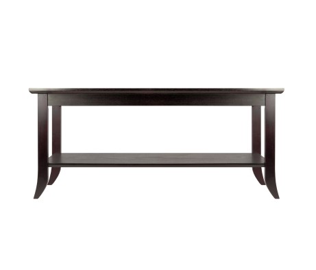 Genoa Glass-Top Rectangular Coffee Table, 40' Wide, 18' High, Espresso