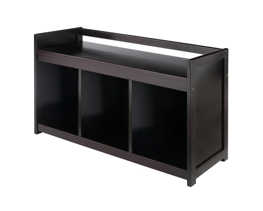 Addison Storage Bench with 3 Cubbies, 37 Wide, 21 High, Espresso