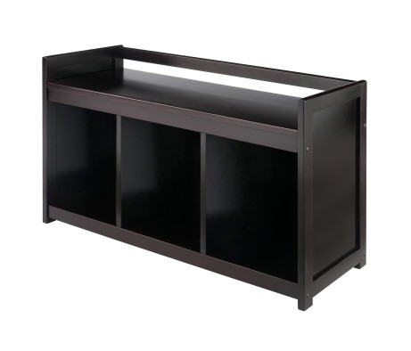 Addison Storage Bench with 3 Cubbies, 37 Wide, 21 High, Espresso