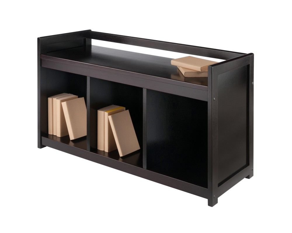 Addison Storage Bench with 3 Cubbies, 37 Wide, 21 High, Espresso