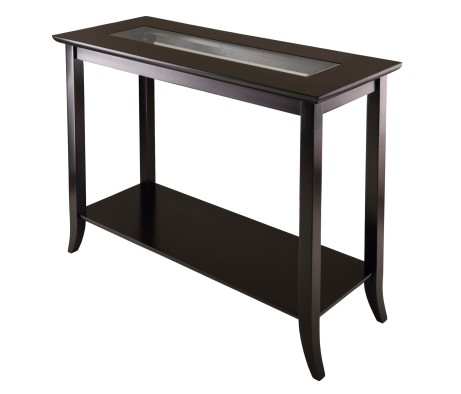 Genoa Glass-Top Rectangular Console Table, 40' Wide, 30' High, Espresso