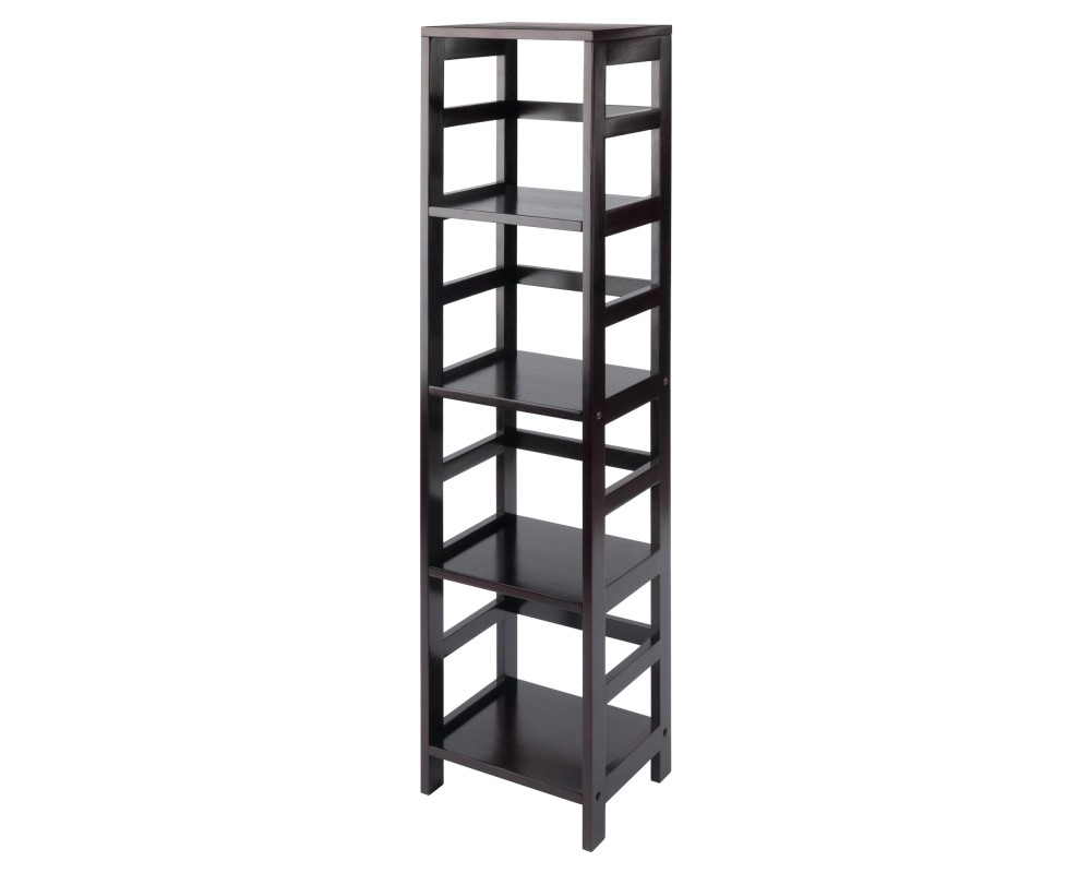 Leo 4-Tier Tall Storage Shelf, 55' High, 13' Wide, Espresso
