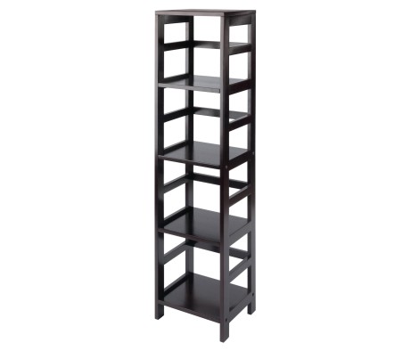 Leo 4-Tier Tall Storage Shelf, 55' High, 13' Wide, Espresso