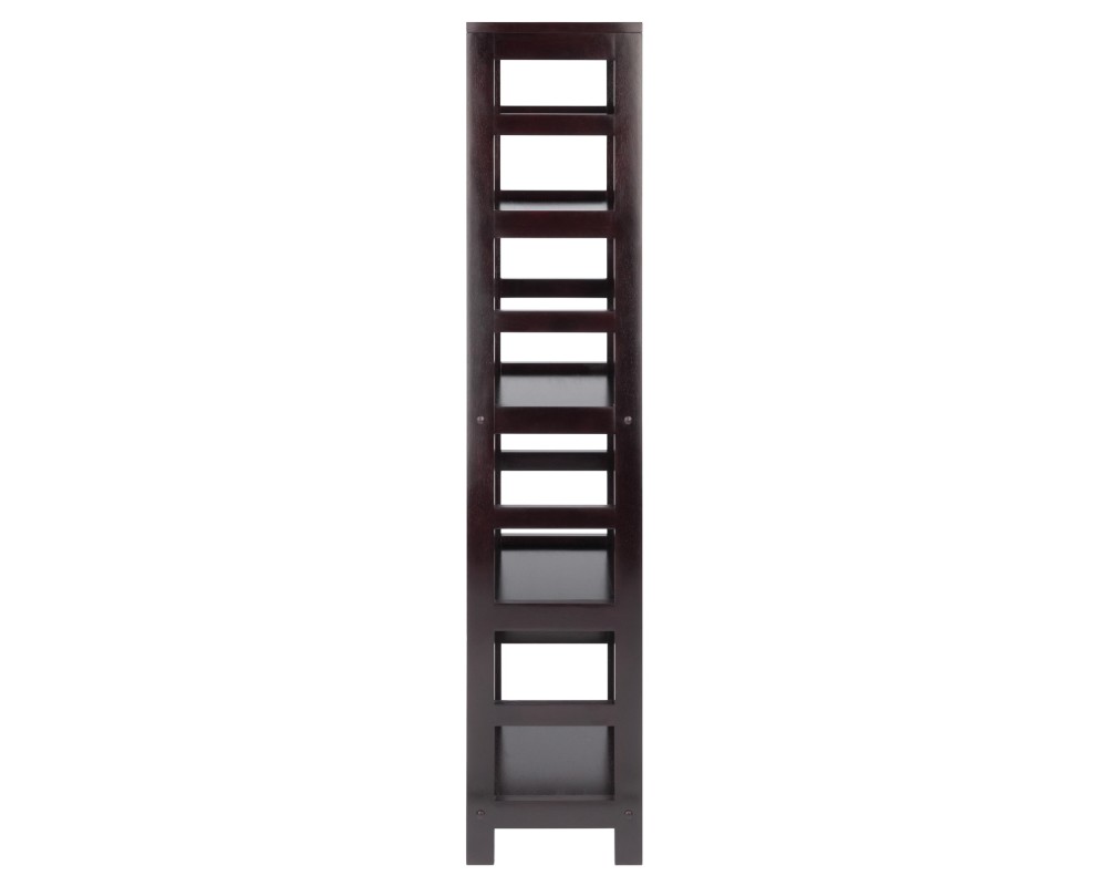 Leo 4-Tier Tall Storage Shelf, 55' High, 13' Wide, Espresso