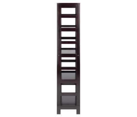 Leo 4-Tier Tall Storage Shelf, 55' High, 13' Wide, Espresso