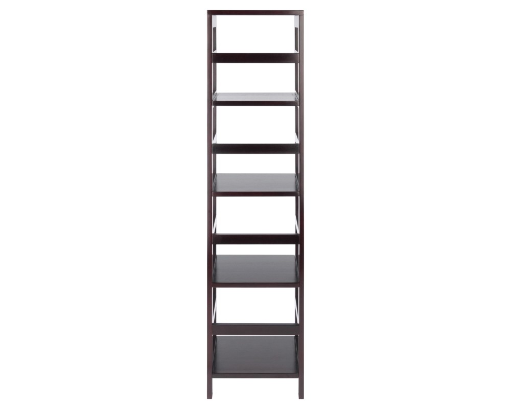 Leo 4-Tier Tall Storage Shelf, 55' High, 13' Wide, Espresso