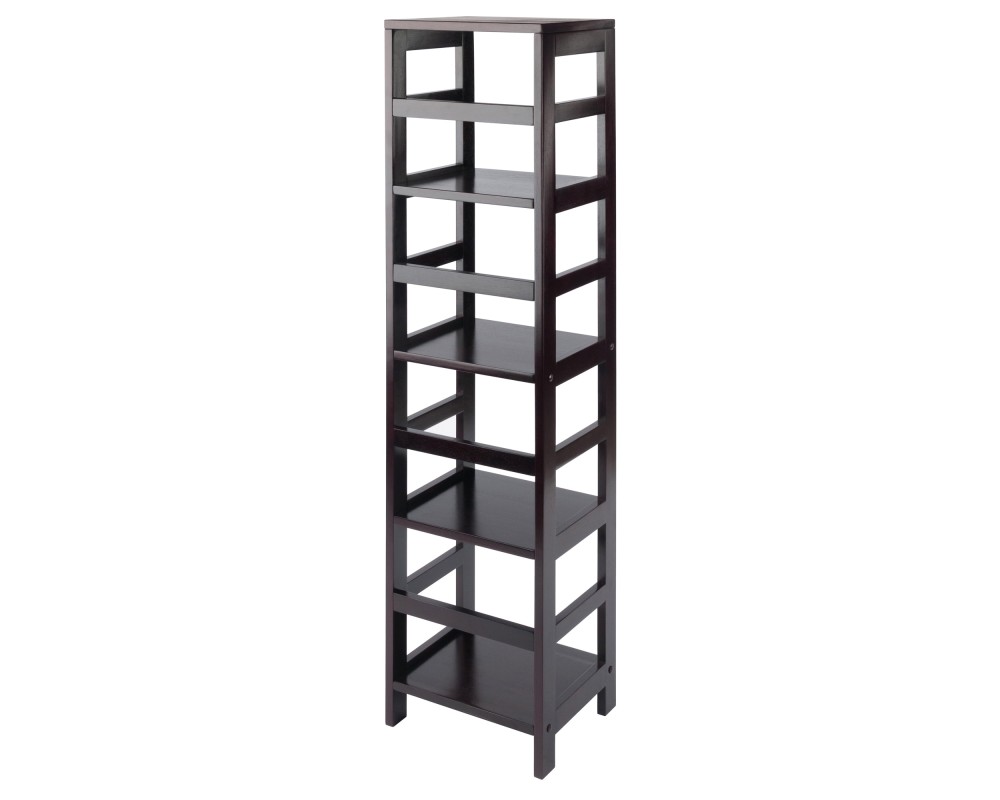 Leo 4-Tier Tall Storage Shelf, 55' High, 13' Wide, Espresso