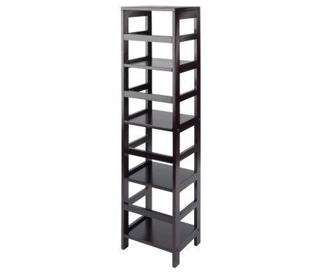 Leo 4-Tier Tall Storage Shelf, 55' High, 13' Wide, Espresso